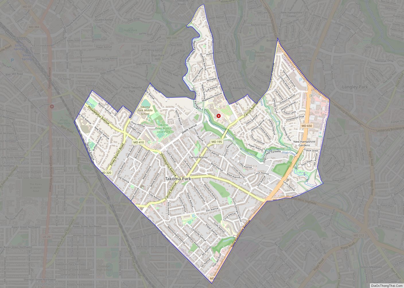Map of Takoma Park city