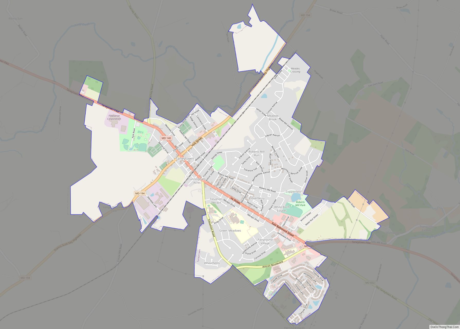 Map of Taneytown city