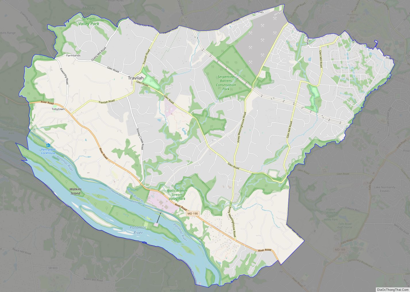 Map of Travilah CDP