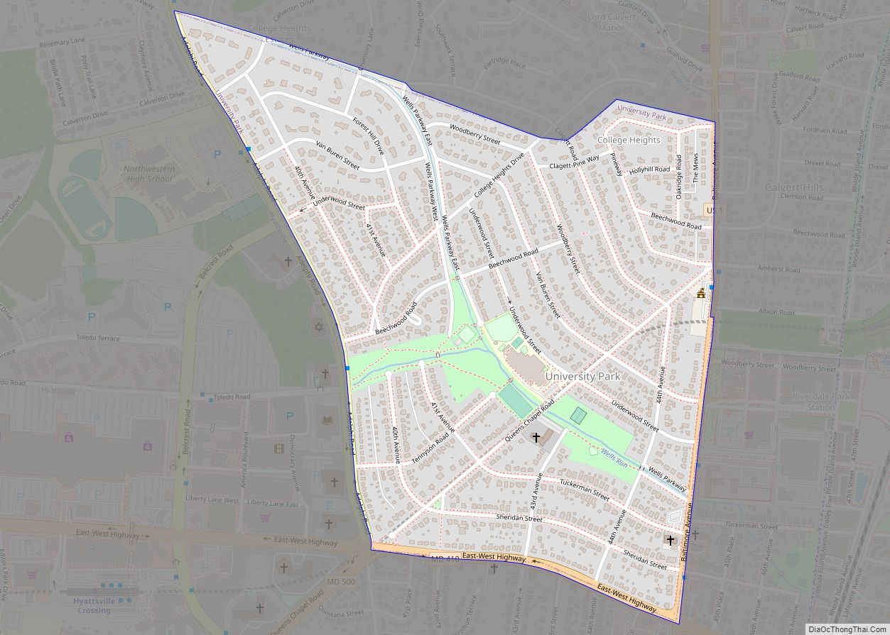 Map of University Park town, Maryland