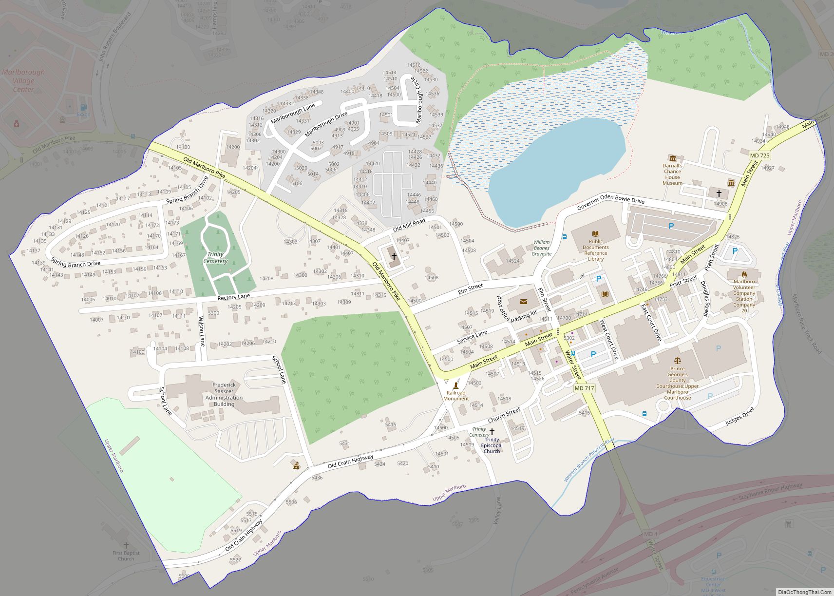 Map of Upper Marlboro town