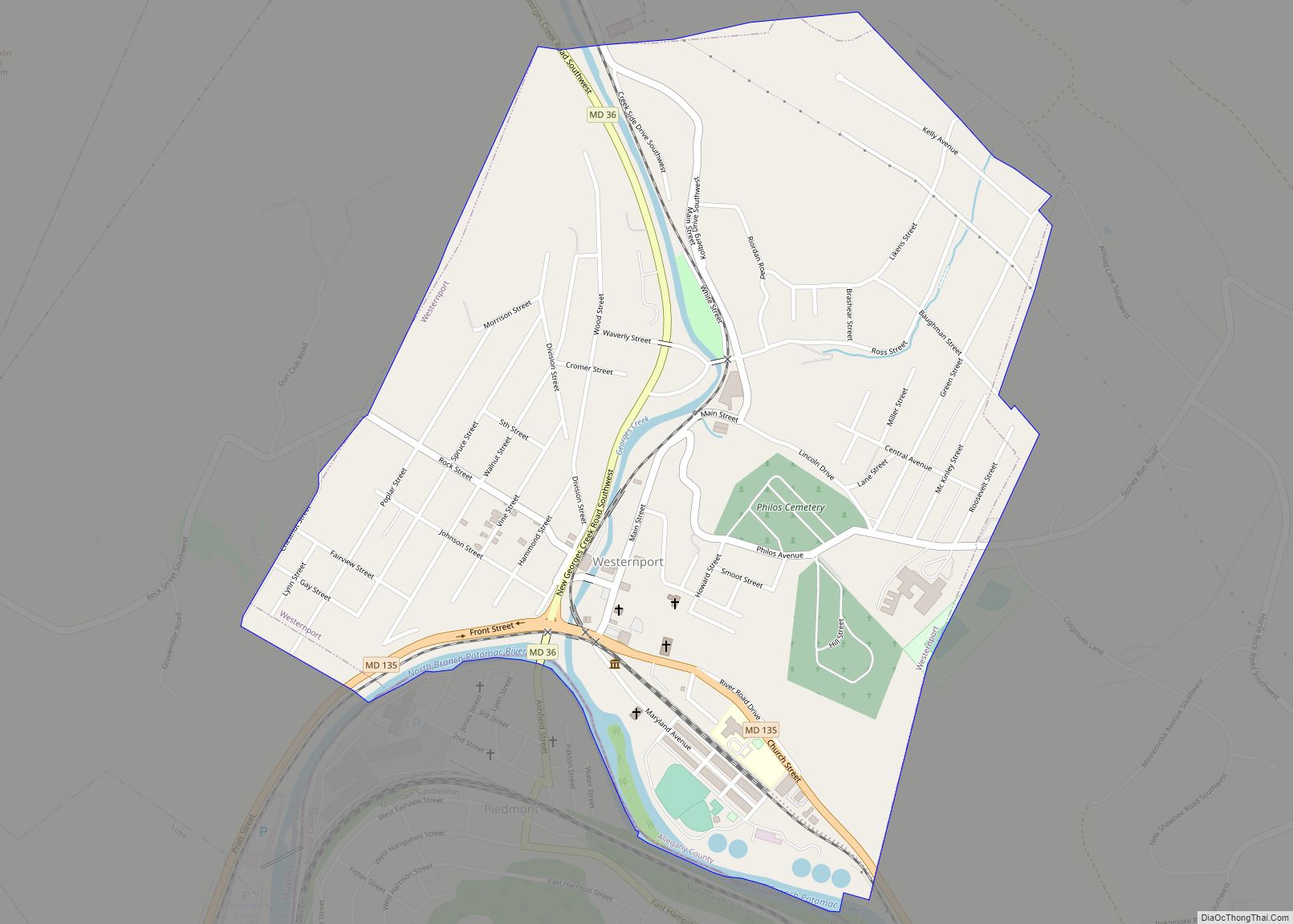 Map of Westernport town