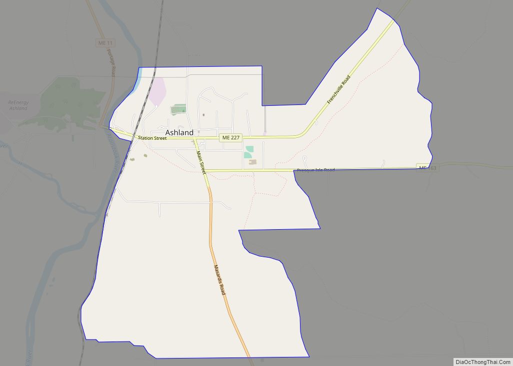 Map of Ashland CDP, Maine