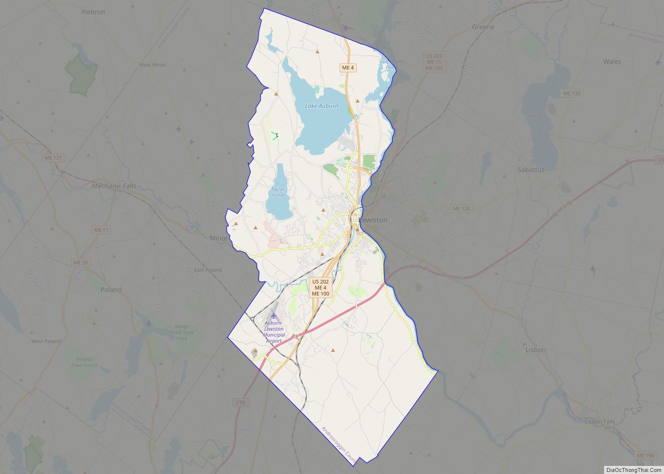 Map of Auburn city, Maine