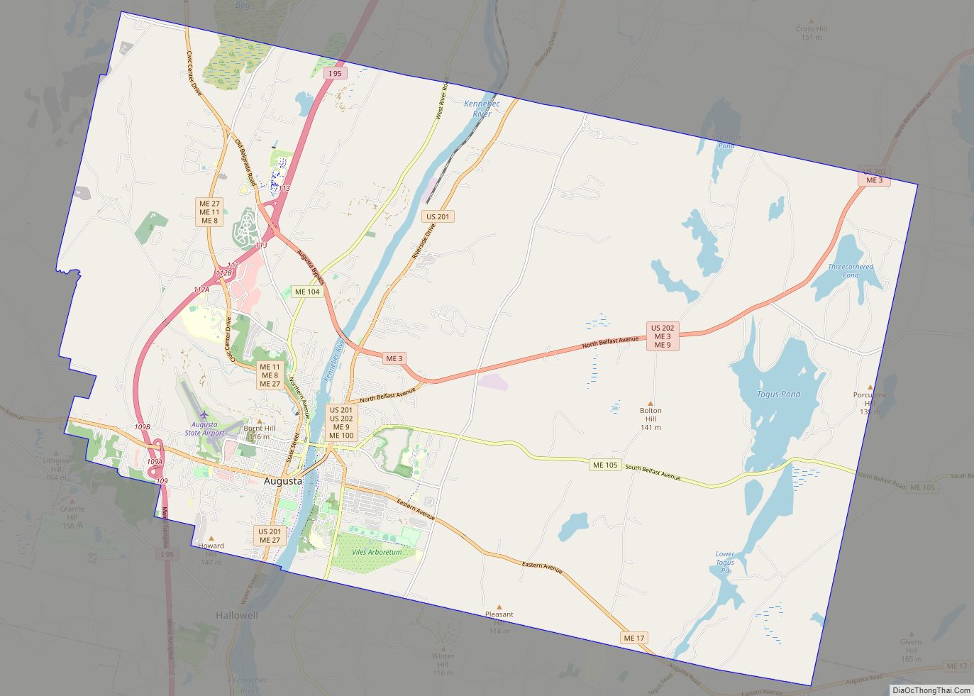 Map of Augusta city, Maine
