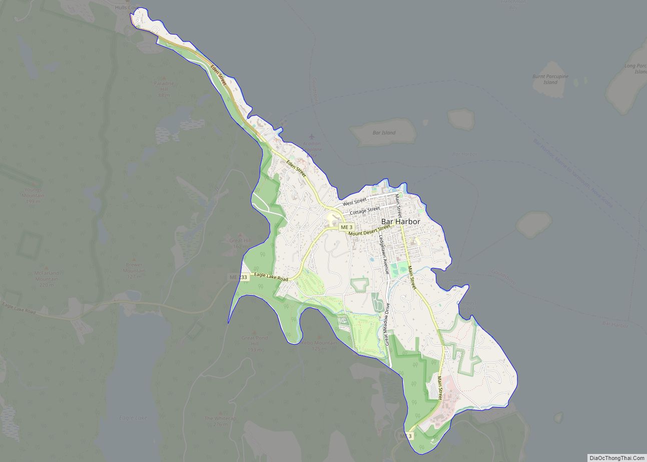 Map of Bar Harbor CDP