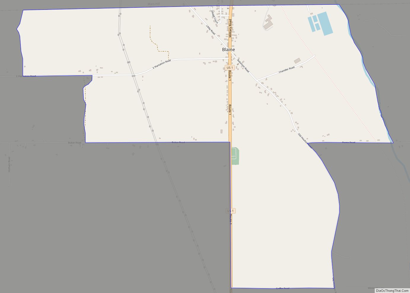 Map of Blaine CDP, Maine