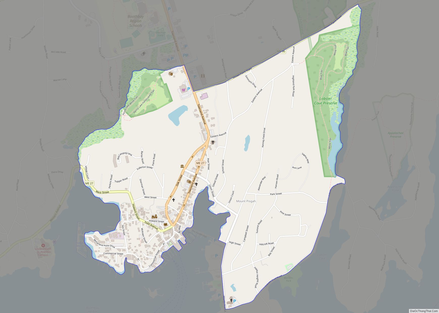 Map of Boothbay Harbor CDP