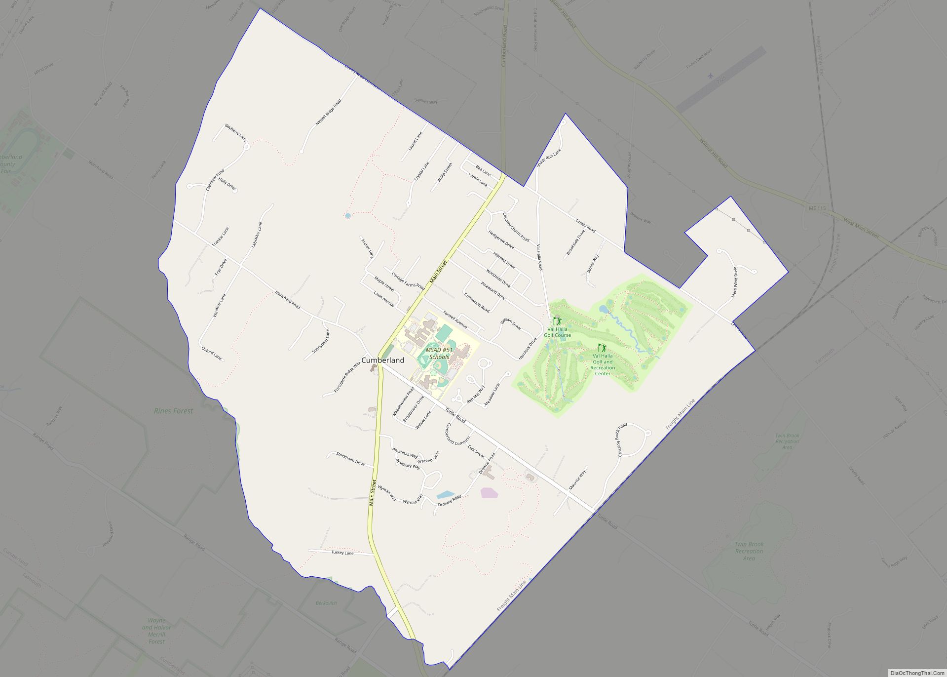 Map of Cumberland Center CDP