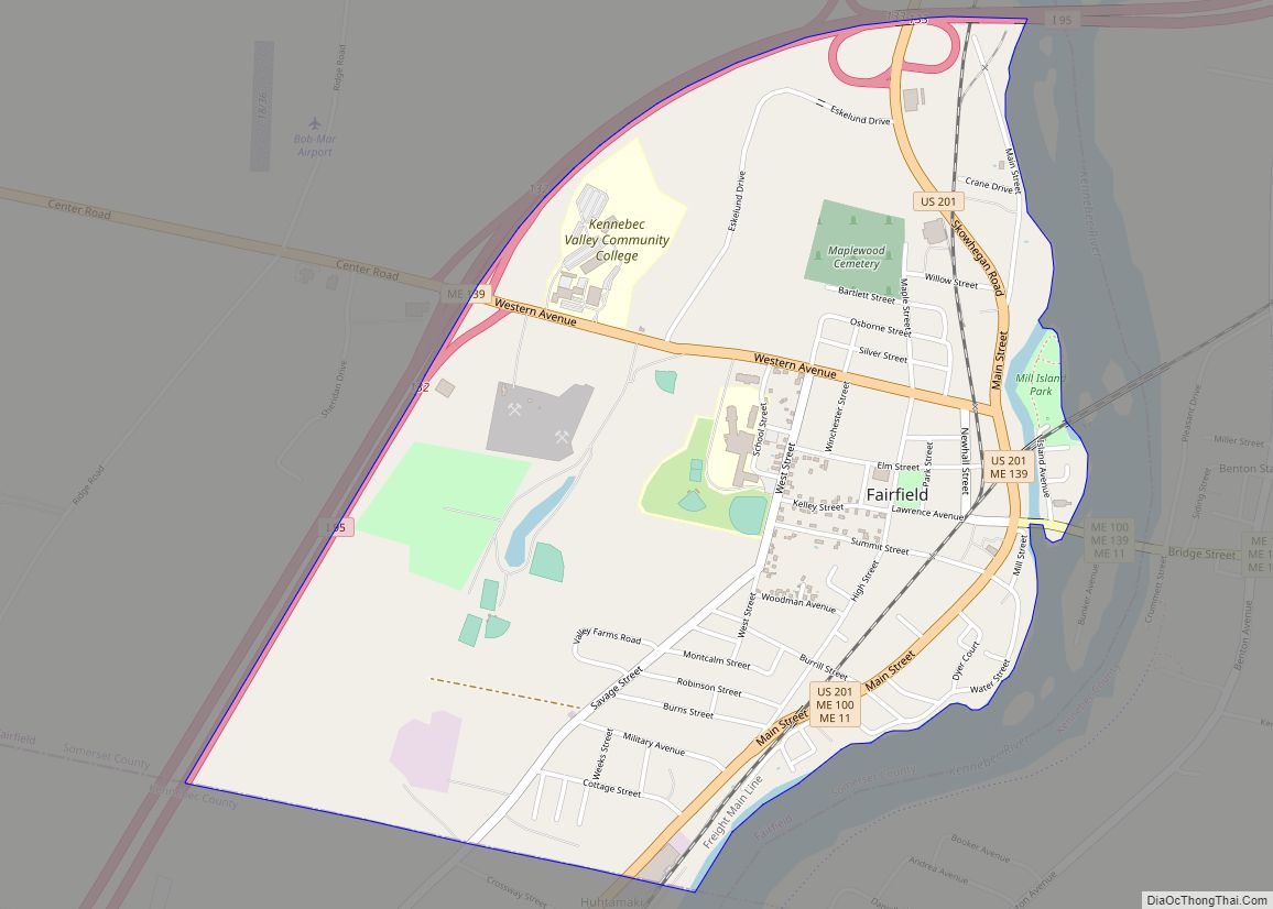 Map of Fairfield CDP, Maine