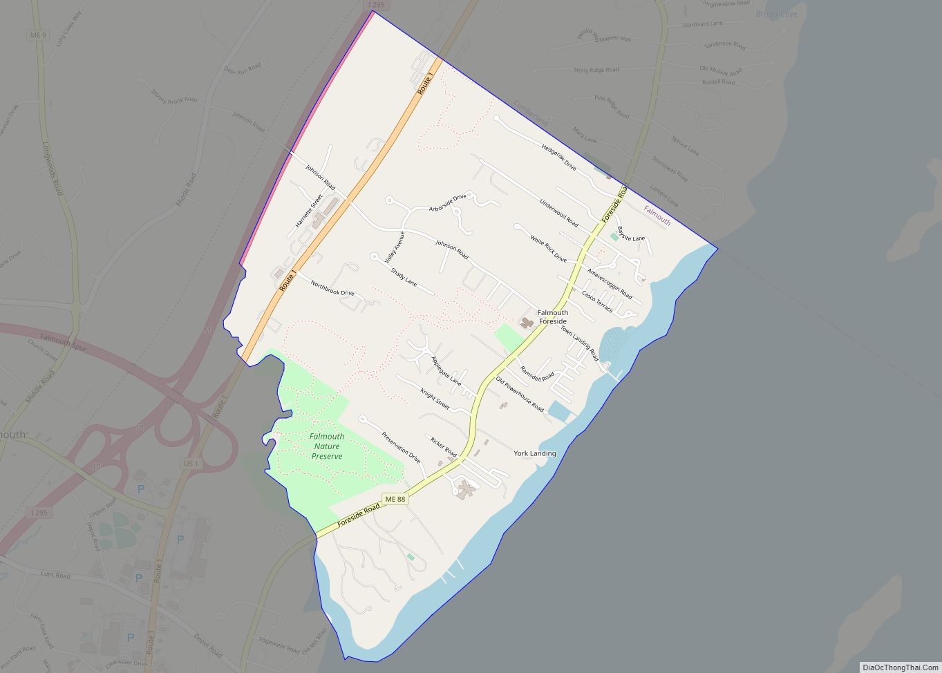 Map of Falmouth Foreside CDP