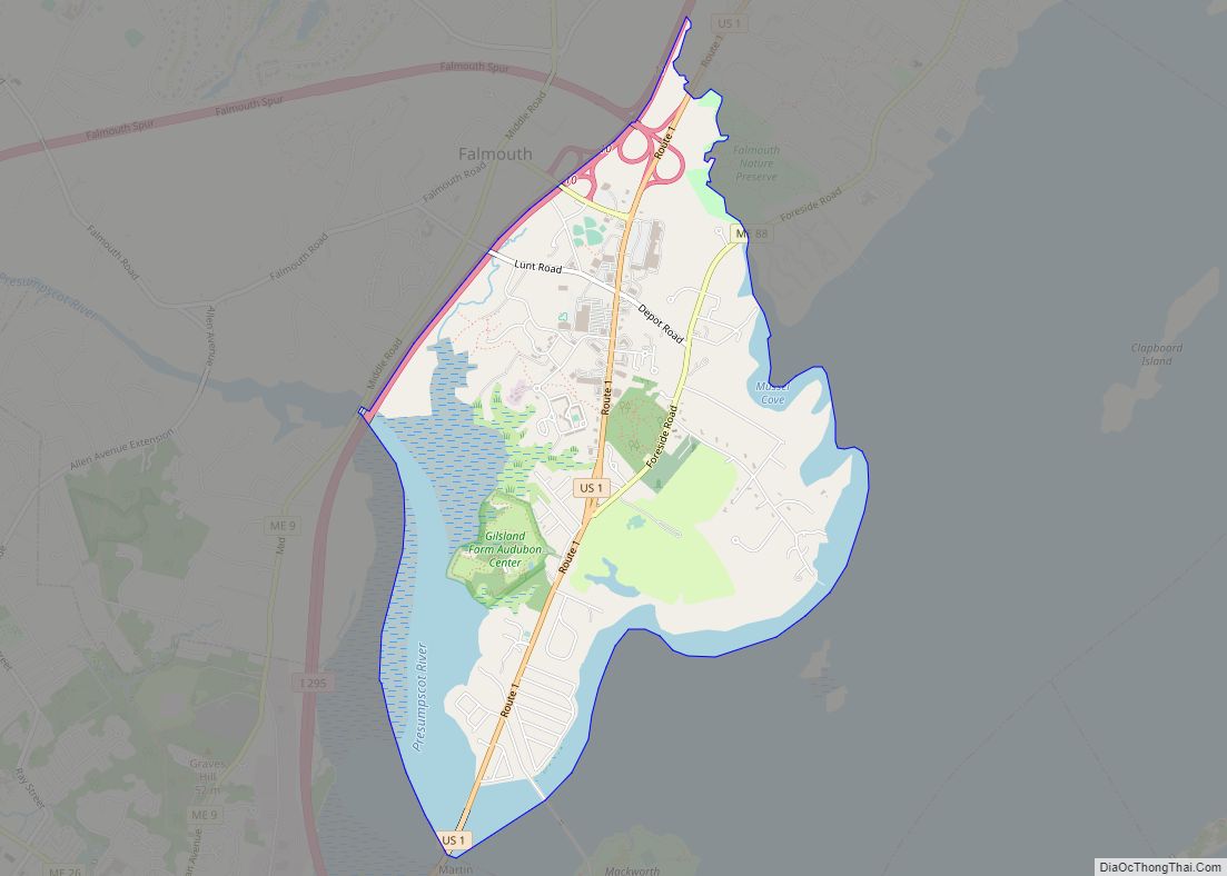 Map of Falmouth CDP, Maine