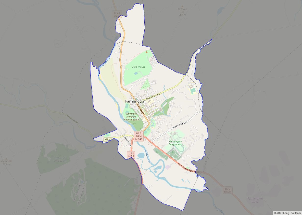 Map of Farmington CDP, Maine