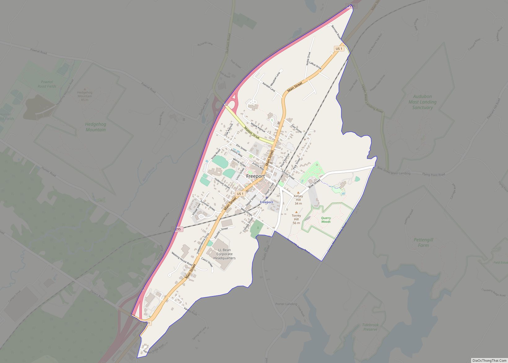 Map of Freeport CDP, Maine