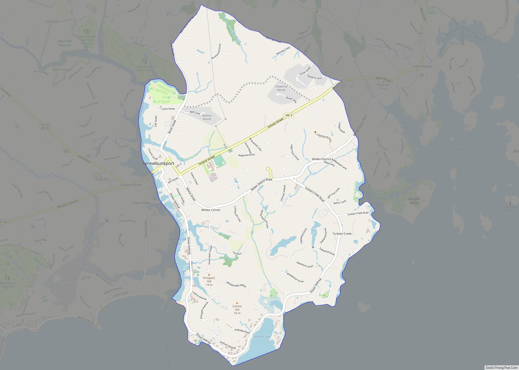 Map of Kennebunkport CDP