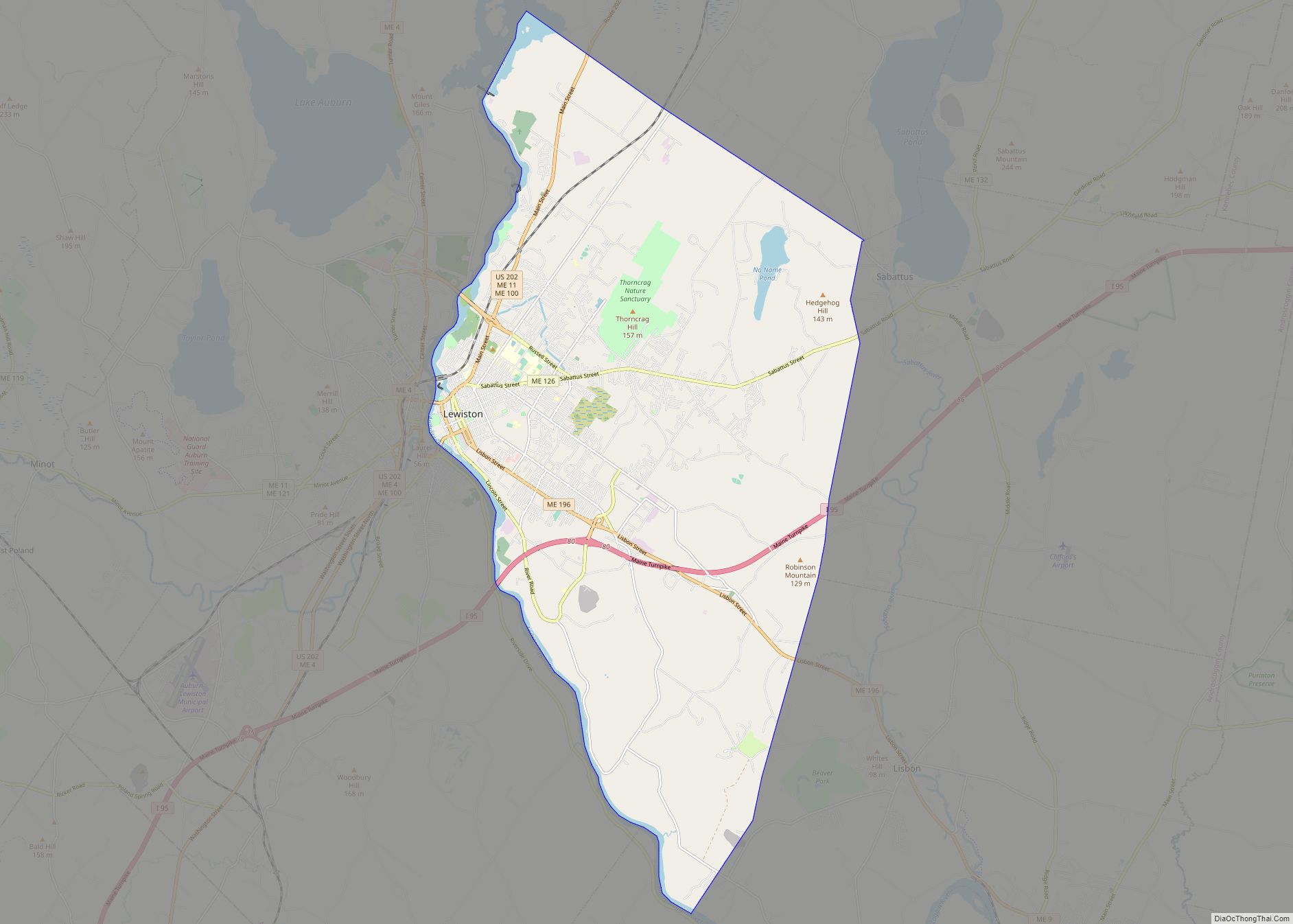 Map of Lewiston city, Maine