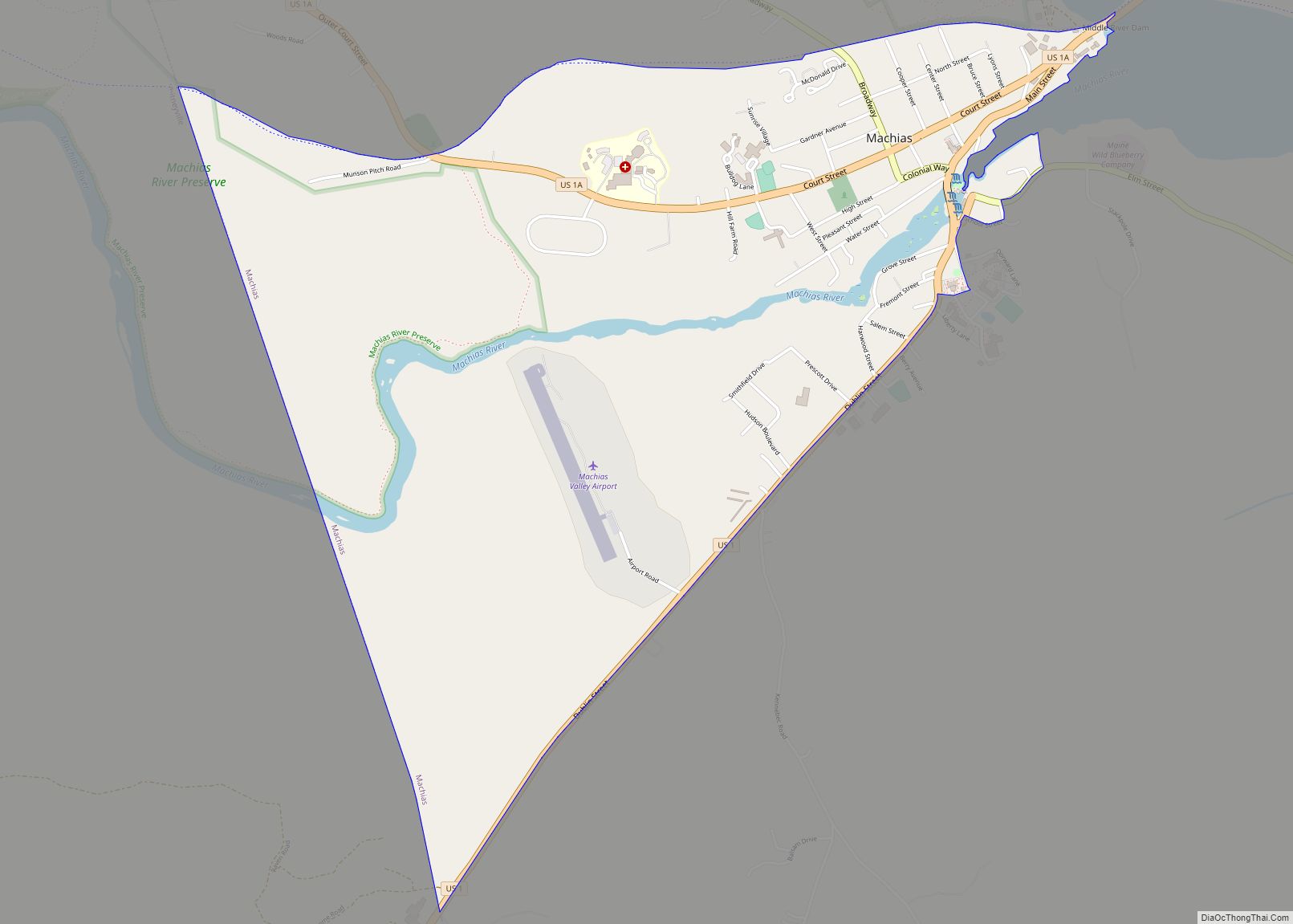 Map of Machias CDP, Maine