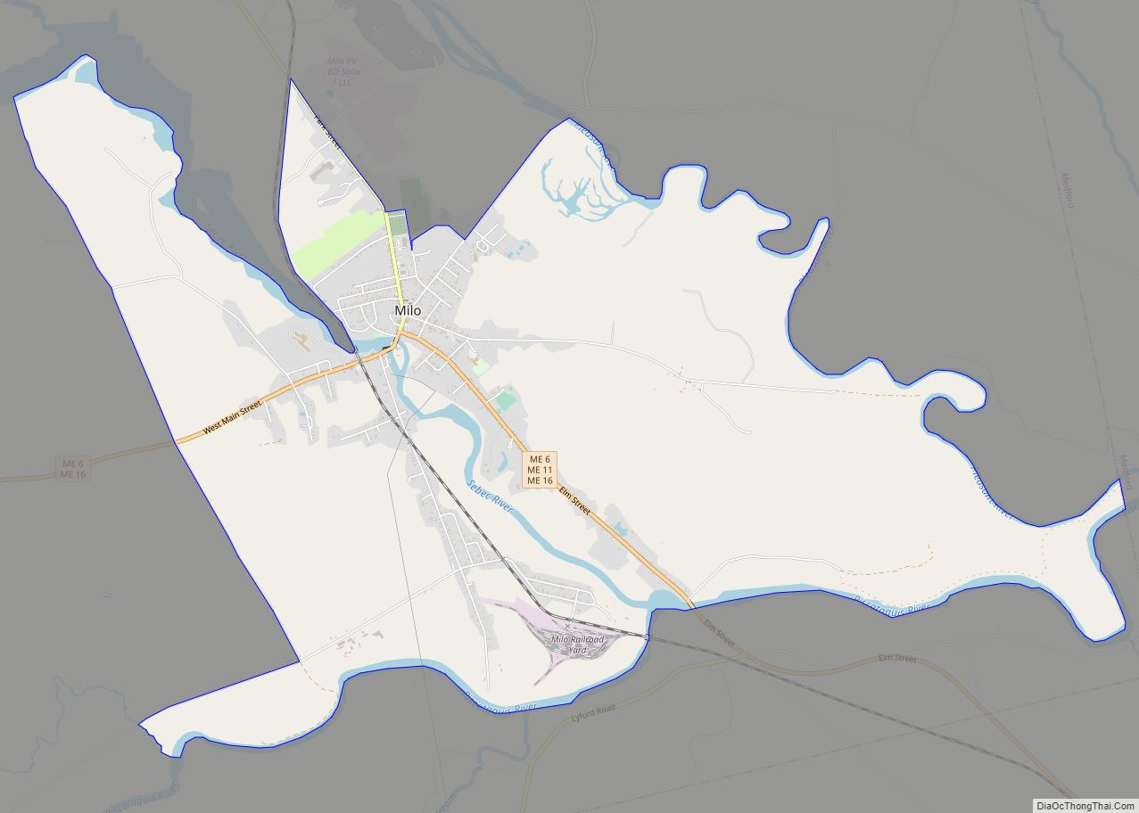 Map of Milo CDP, Maine