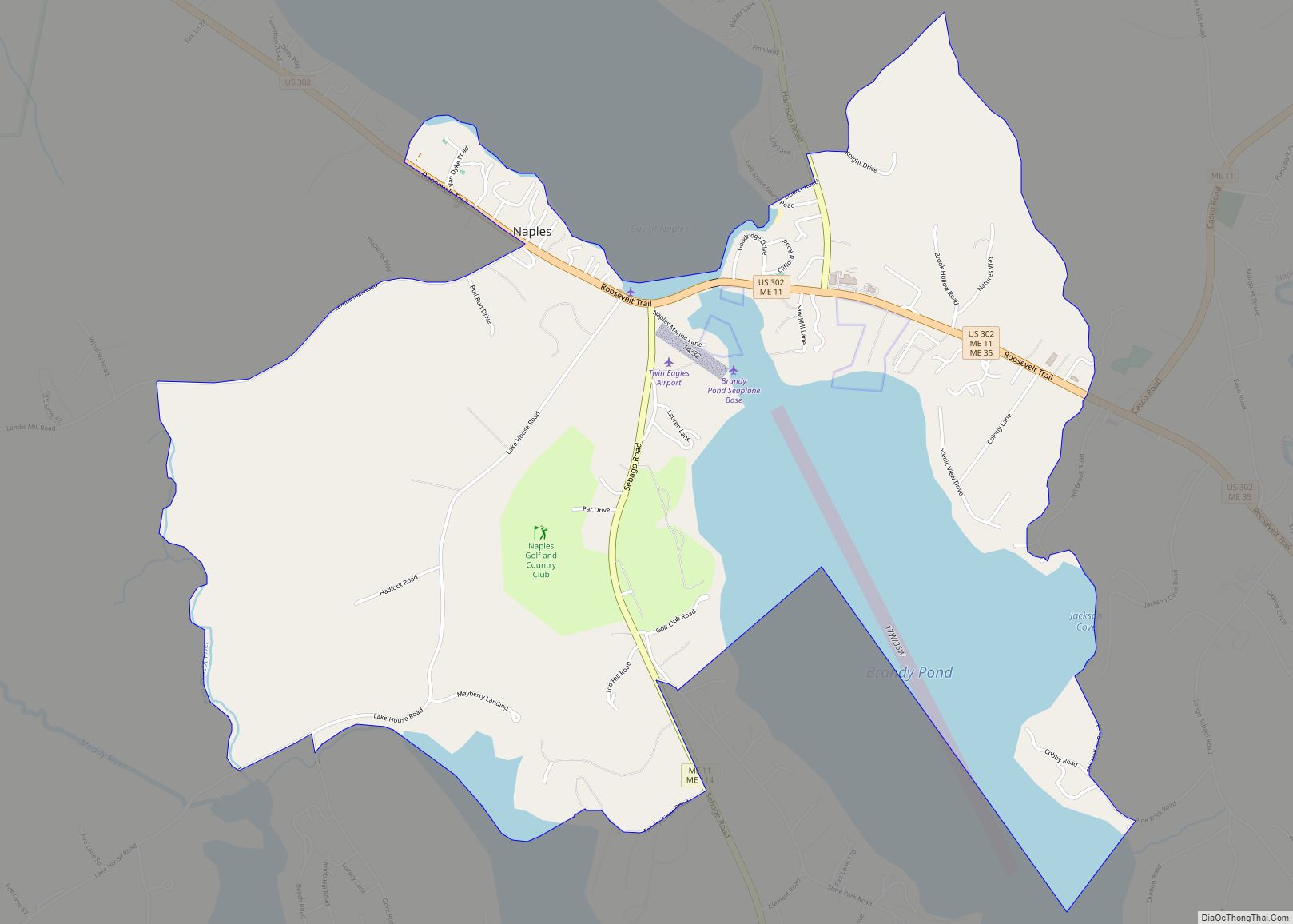 Map of Naples CDP, Maine