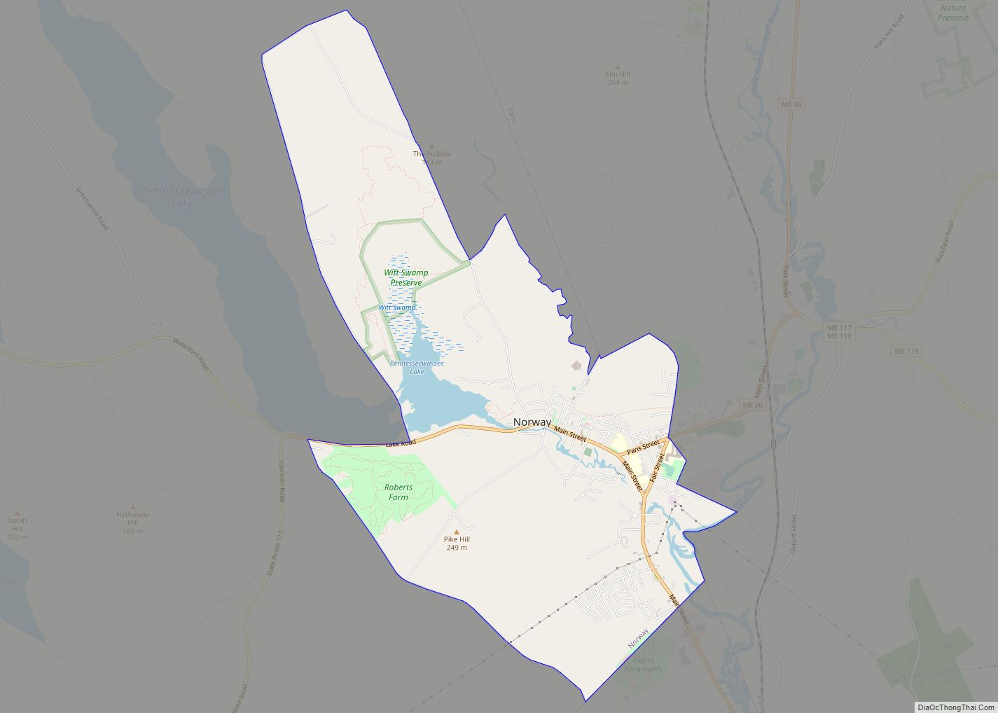 Map of Norway CDP, Maine