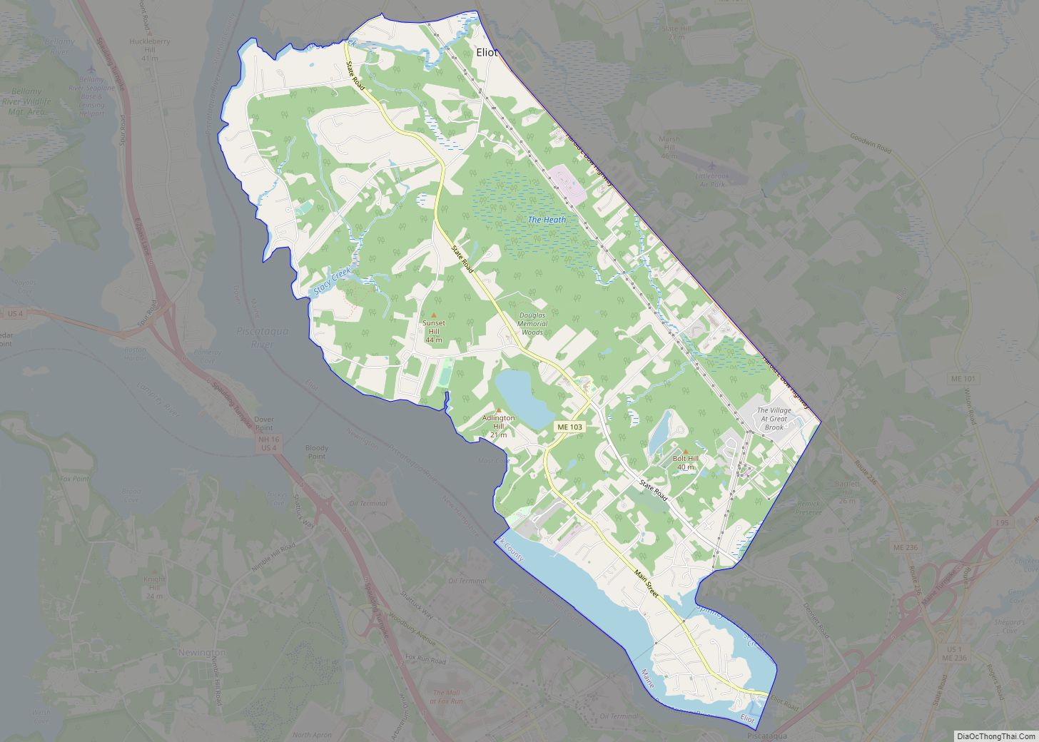 Map of South Eliot CDP