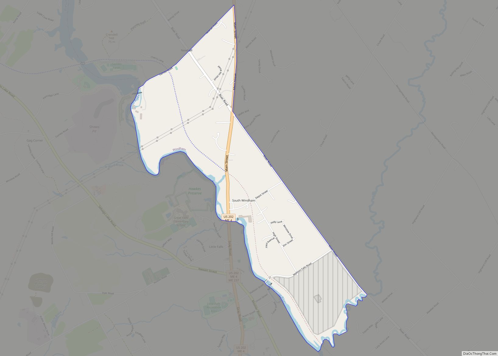 Map of South Windham CDP, Maine