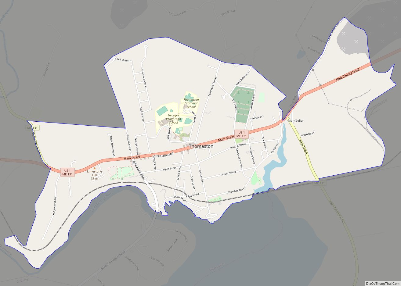 Map of Thomaston CDP, Maine