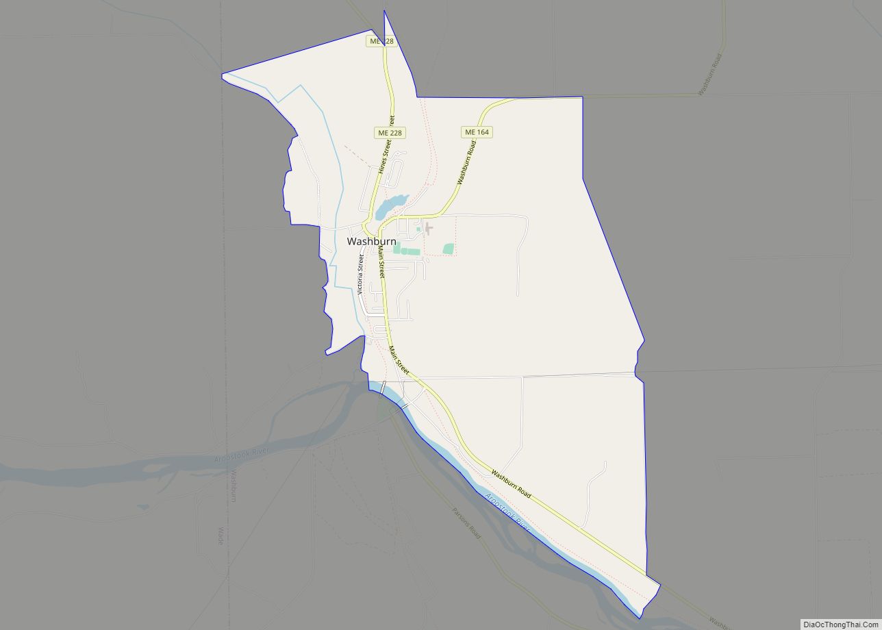 Map of Washburn CDP, Maine