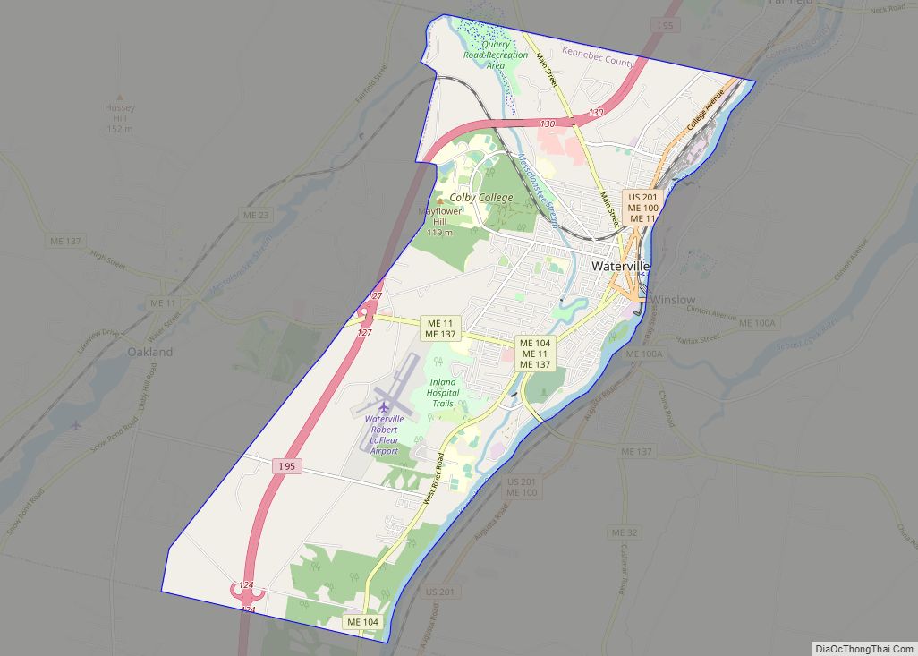 Map of Waterville city, Maine