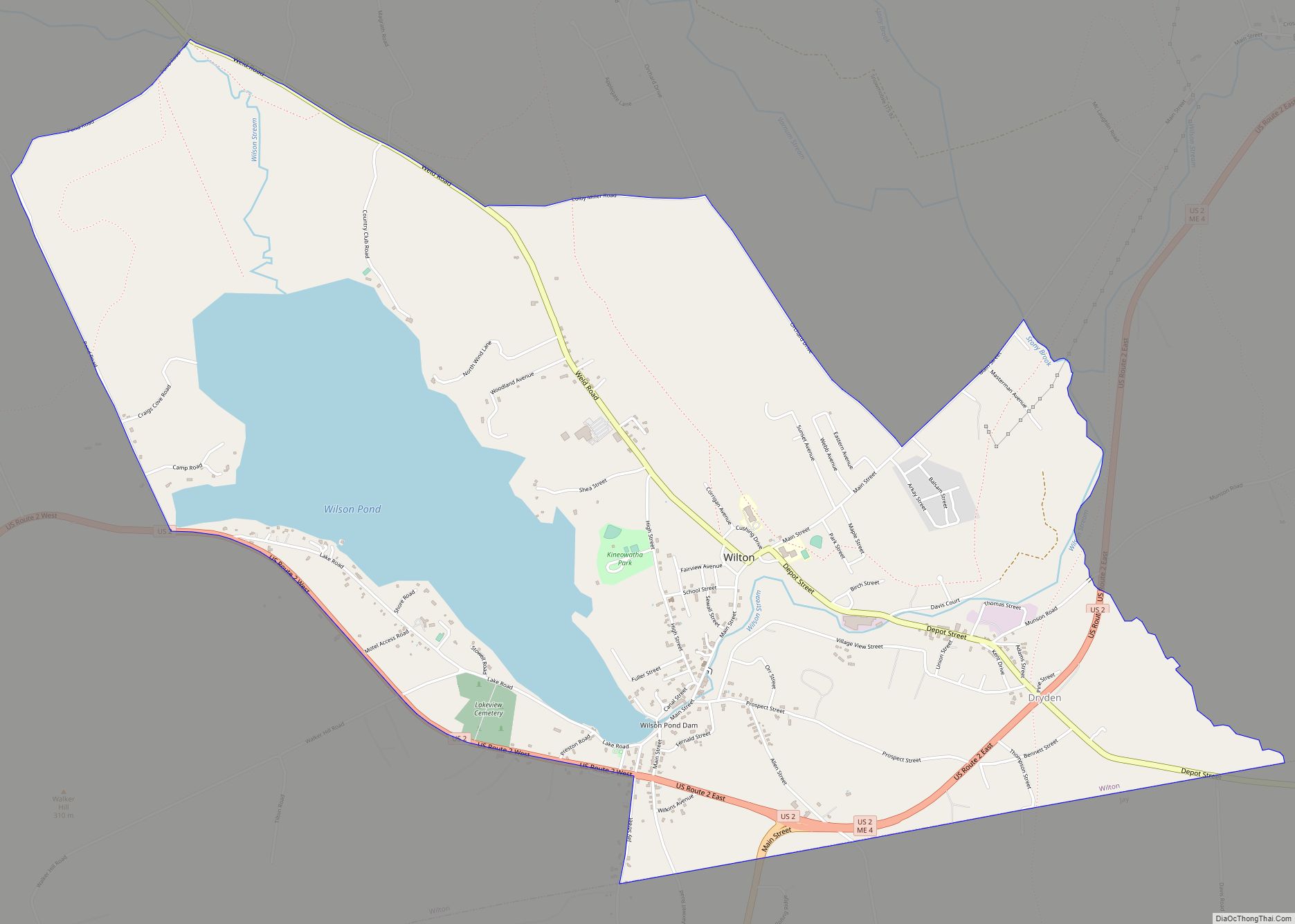 Map of Wilton CDP, Maine