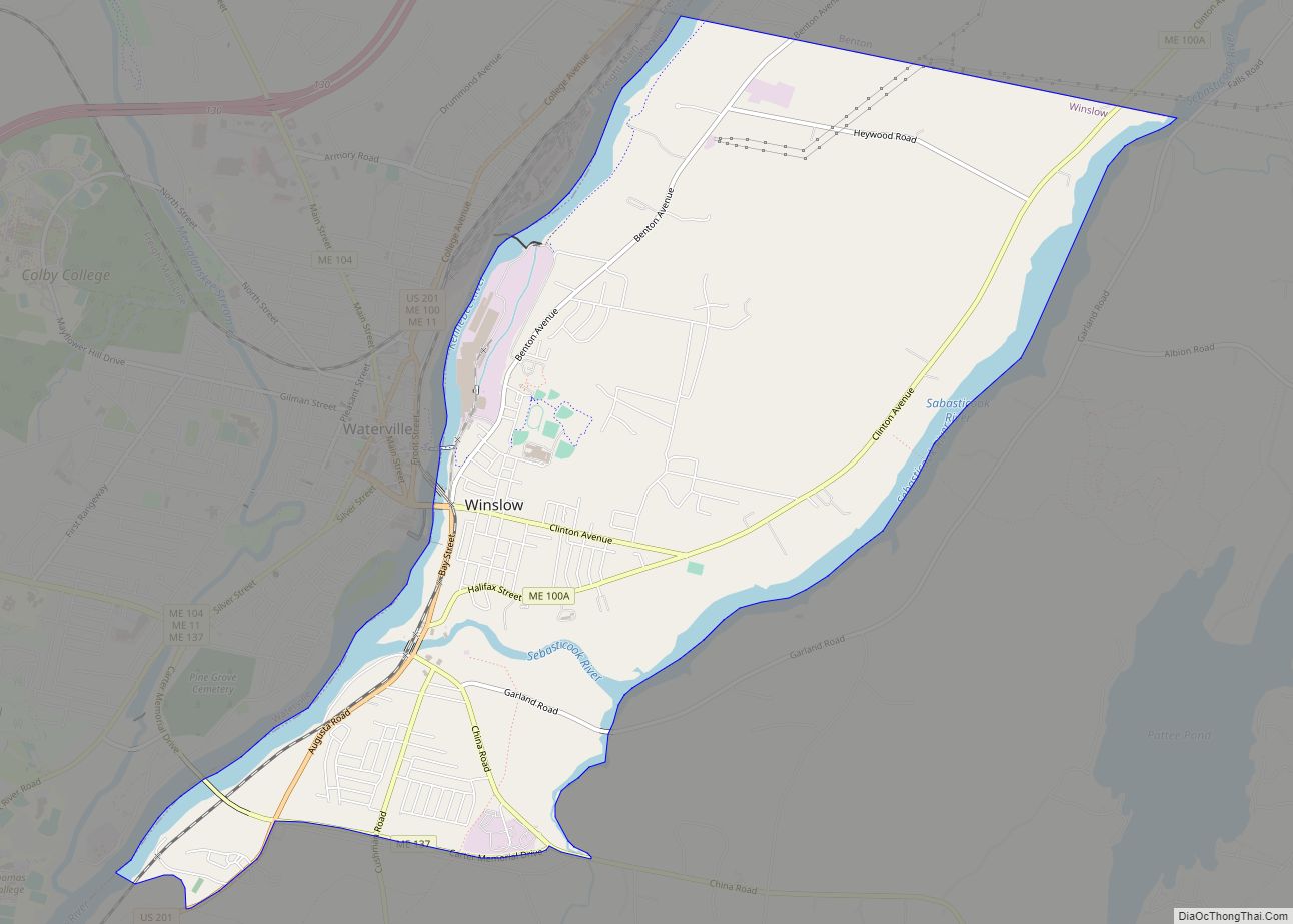 Map of Winslow CDP, Maine