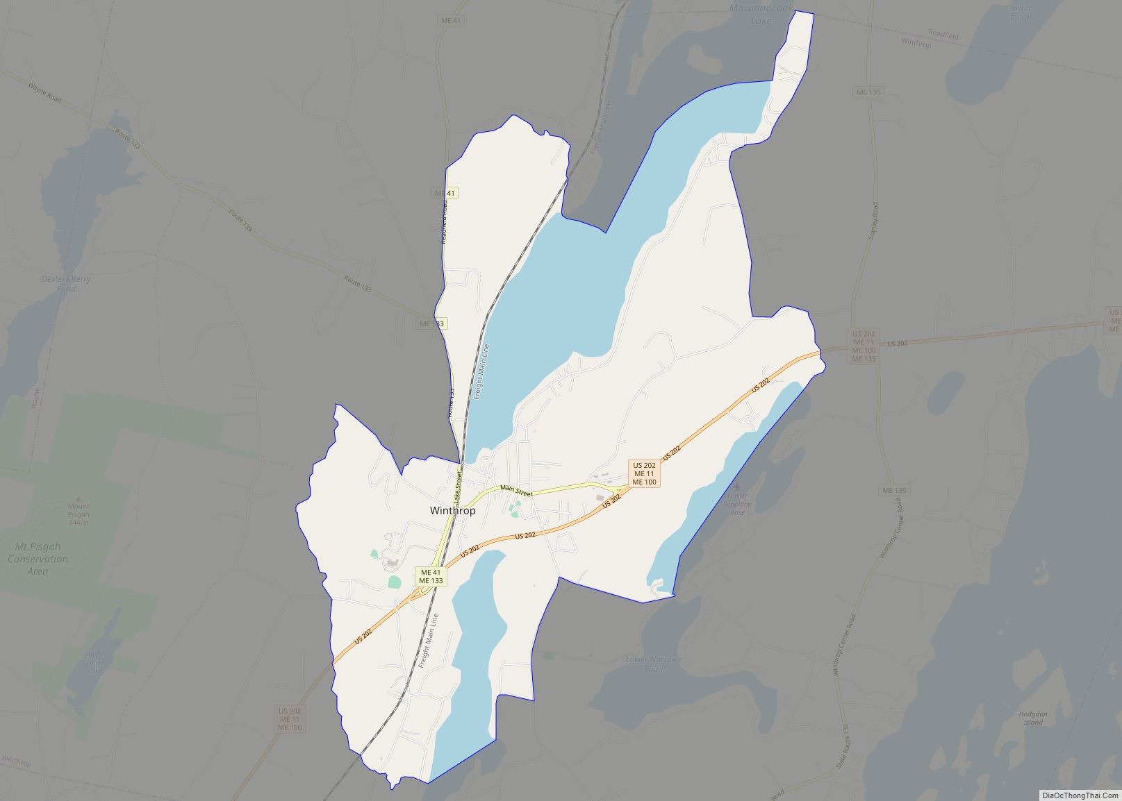 Map of Winthrop CDP, Maine