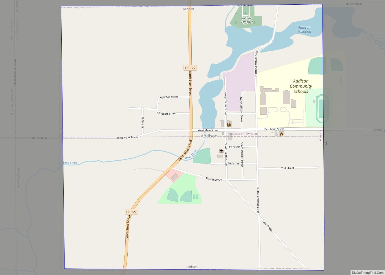Map of Addison village, Michigan