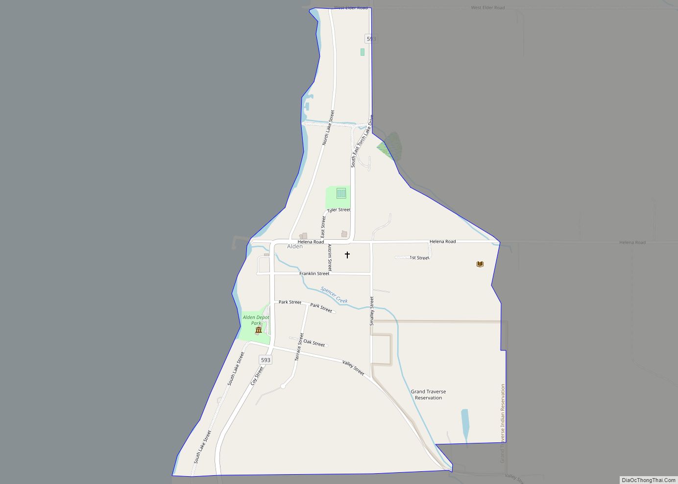 Map of Alden CDP, Michigan