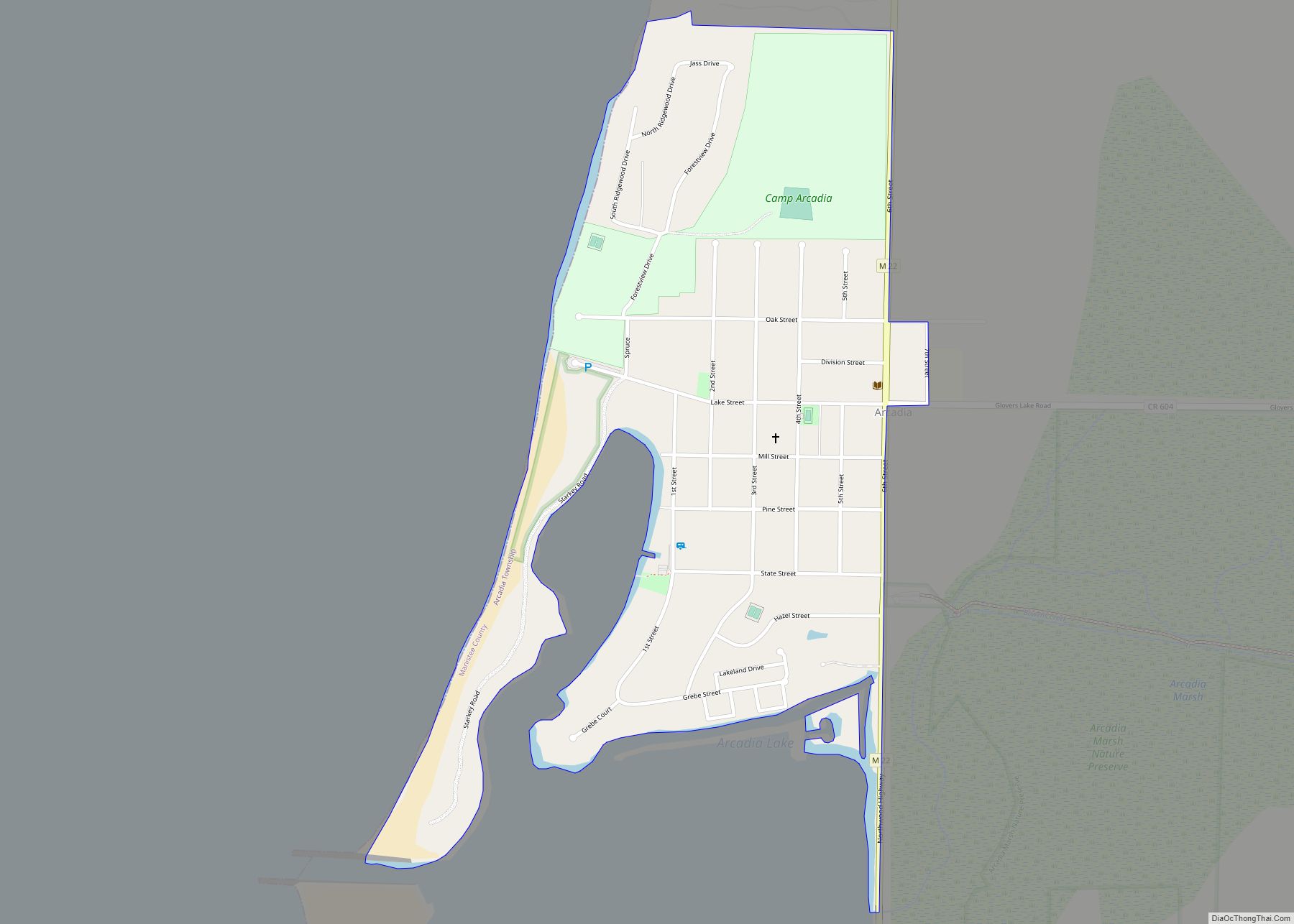 Map of Arcadia CDP, Michigan