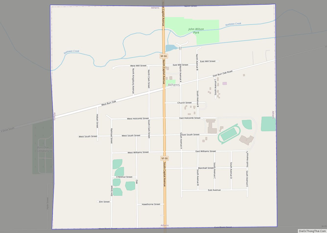 Map of Athens village, Michigan