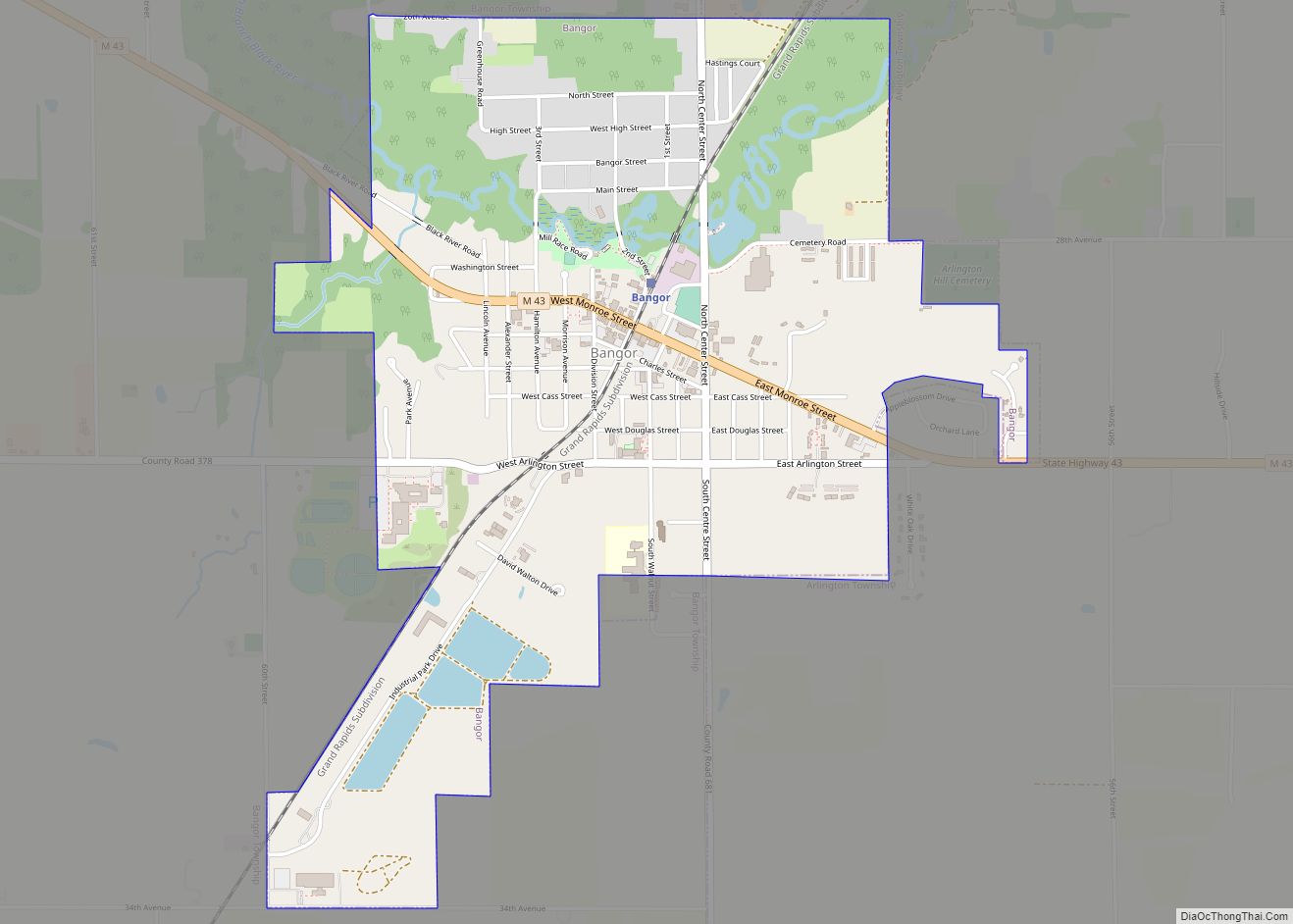 Map of Bangor city, Michigan