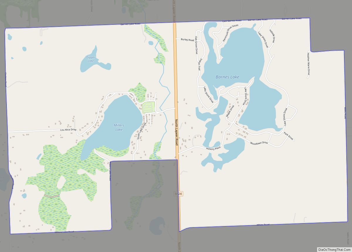 Map of Barnes Lake-Millers Lake CDP