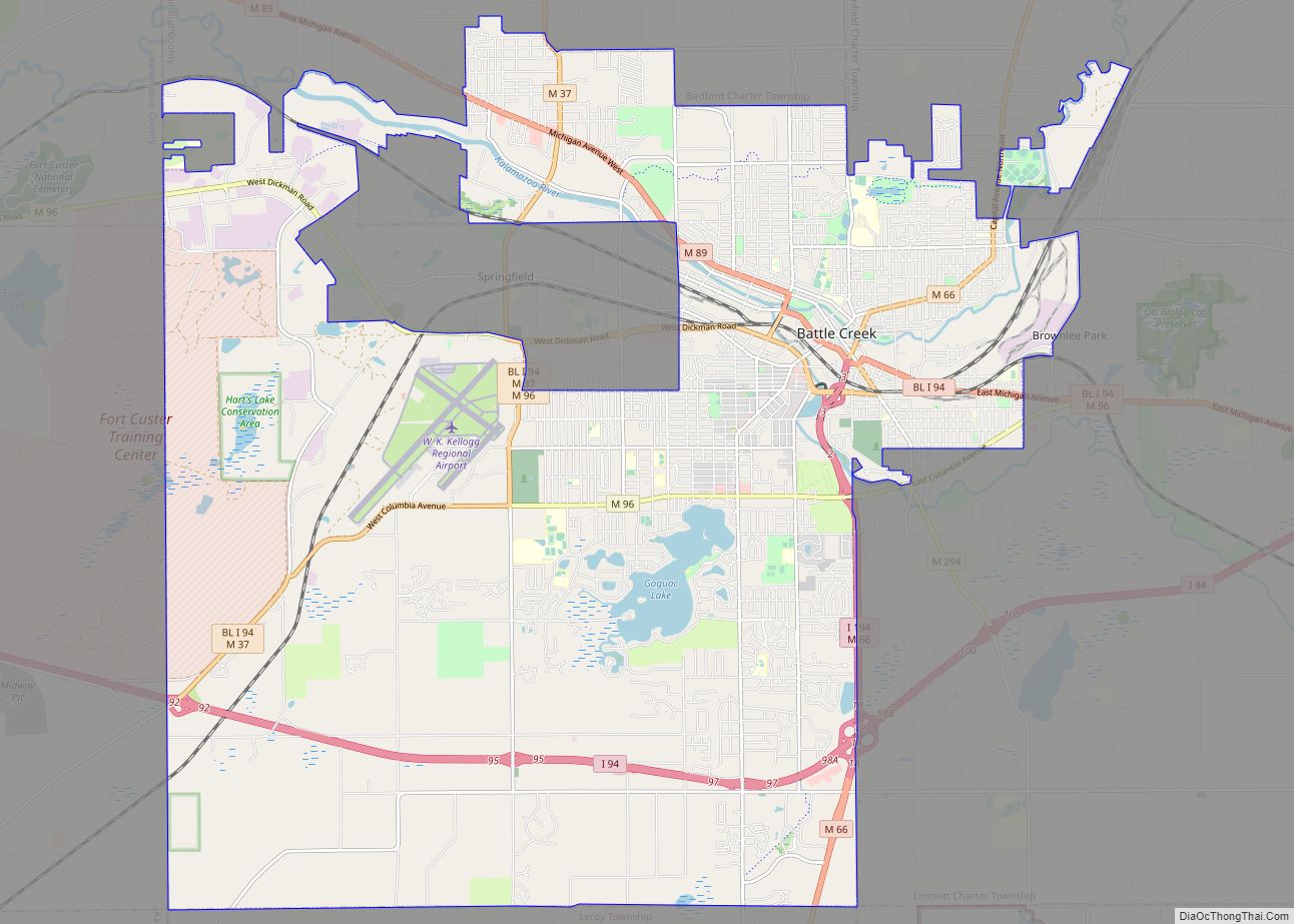 Map of Battle Creek city, Michigan