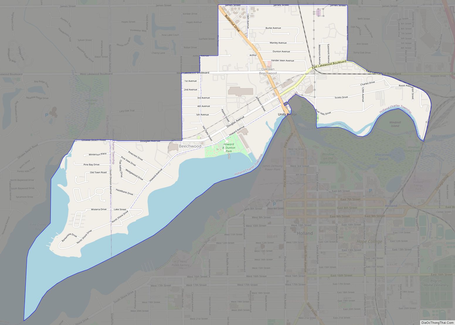 Map of Beechwood CDP, Michigan