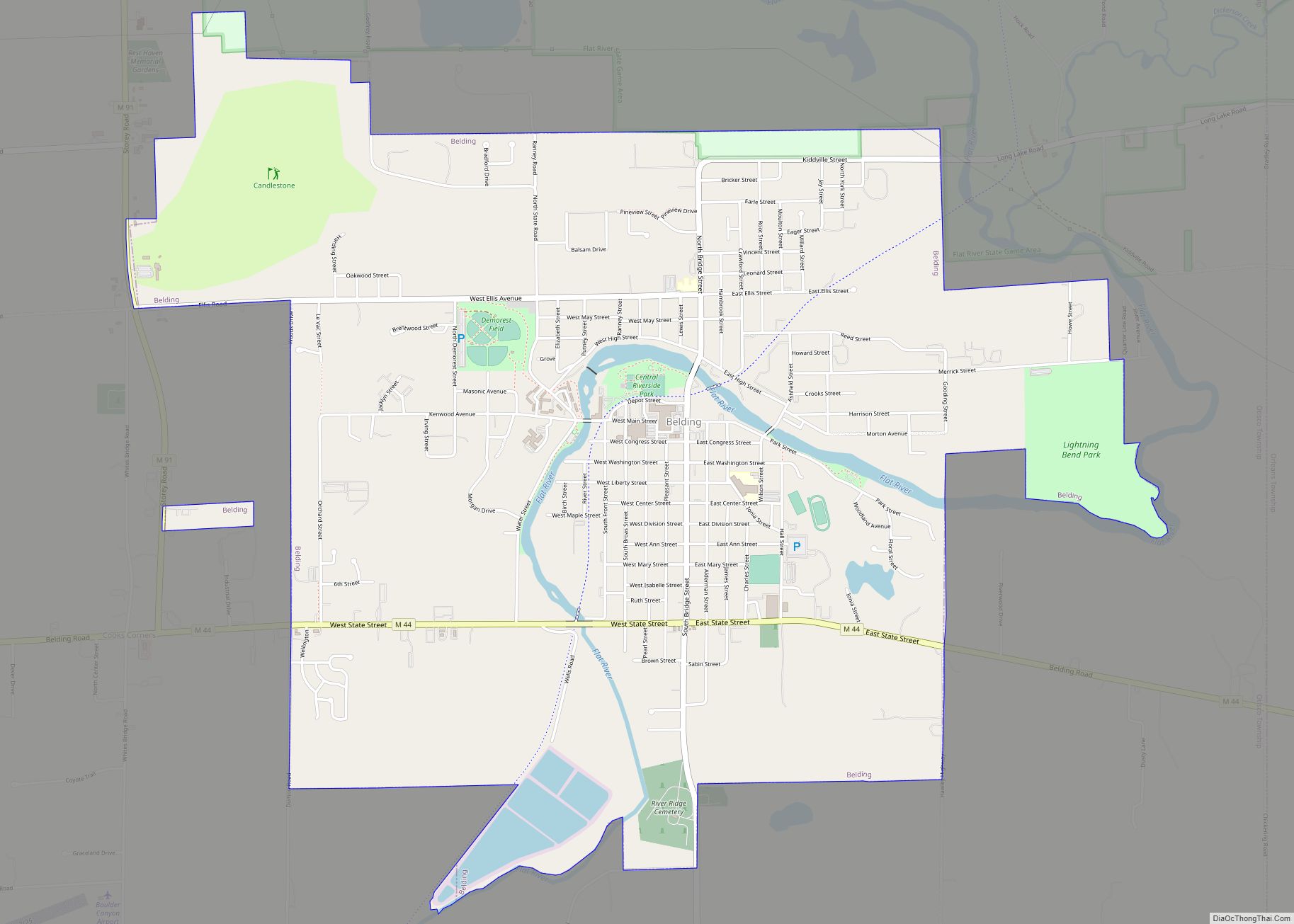 Map of Belding city