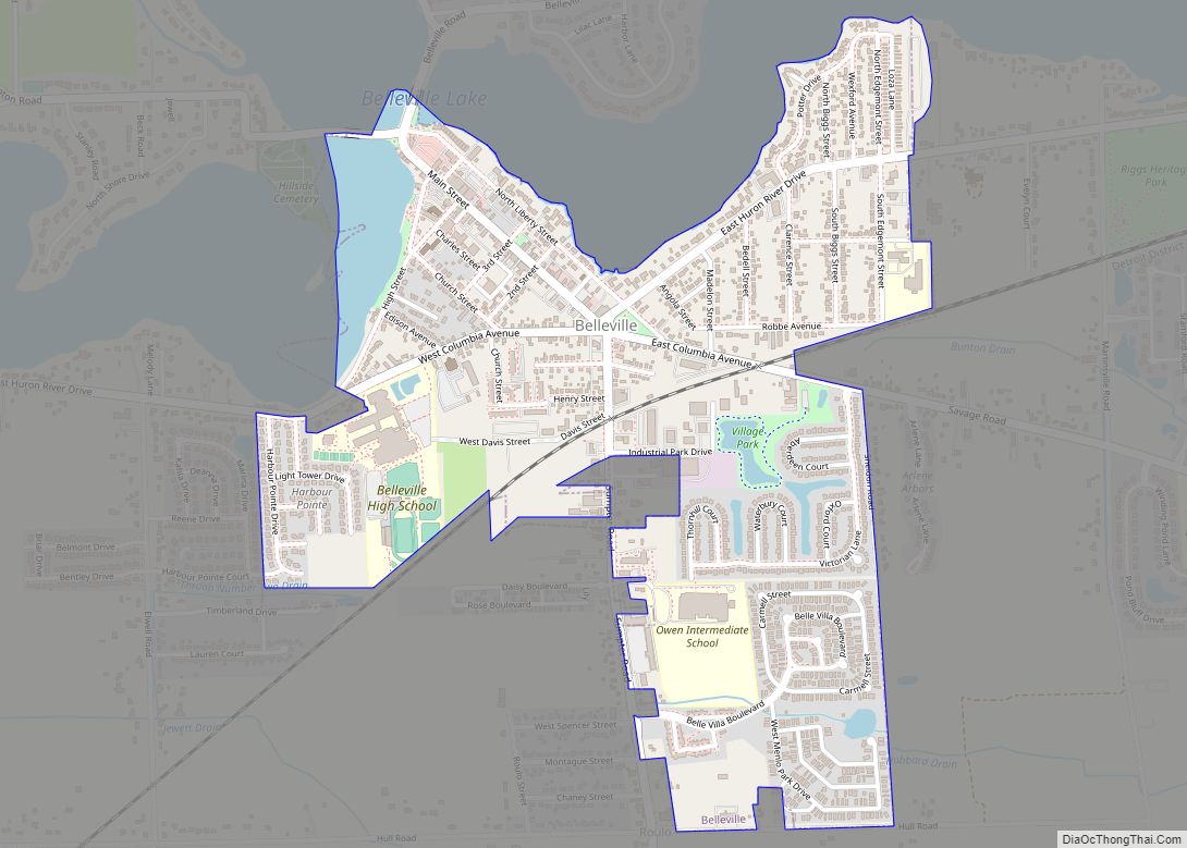 Map of Belleville city, Michigan