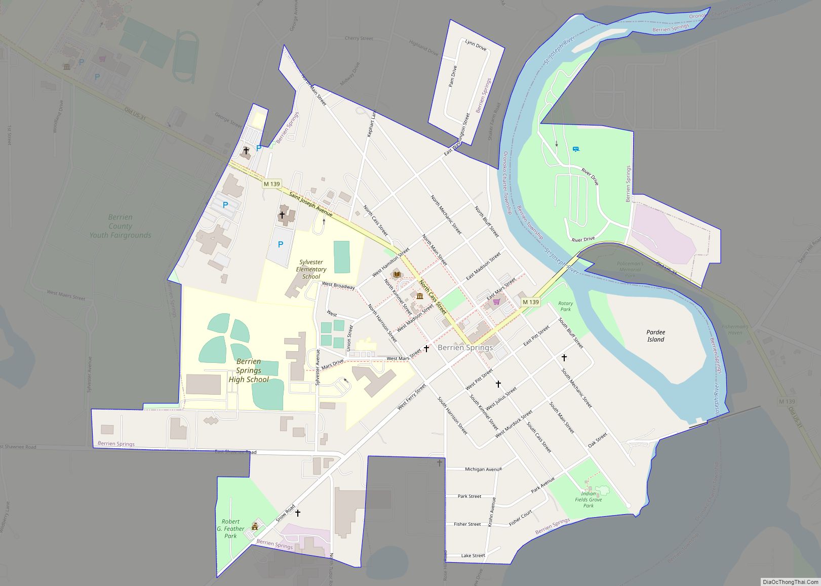 Map of Berrien Springs village
