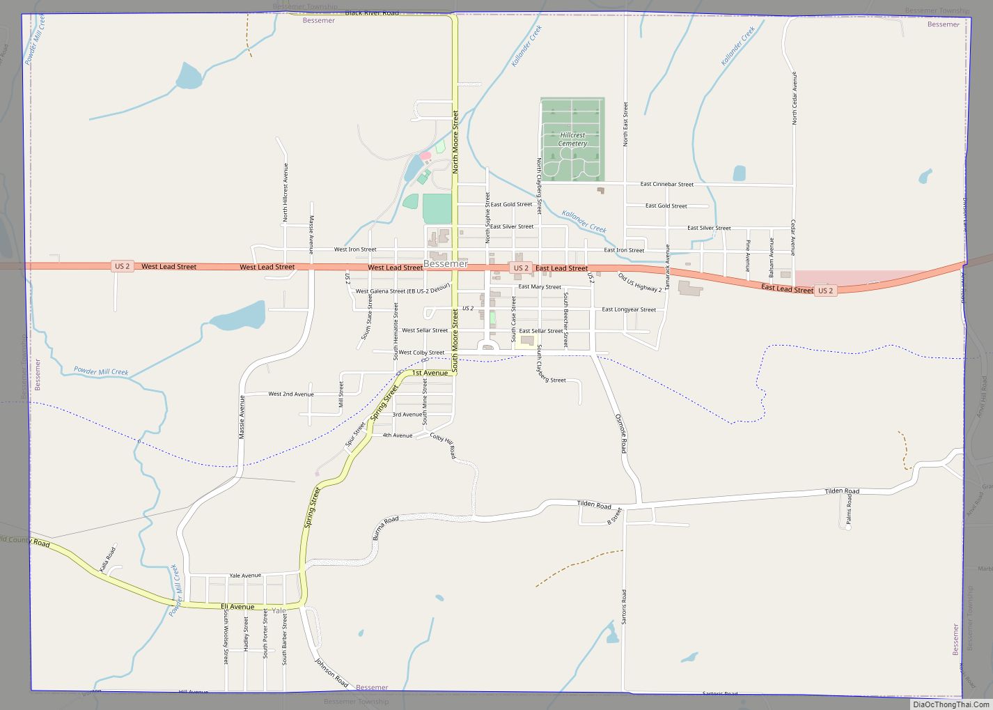 Map of Bessemer city, Michigan
