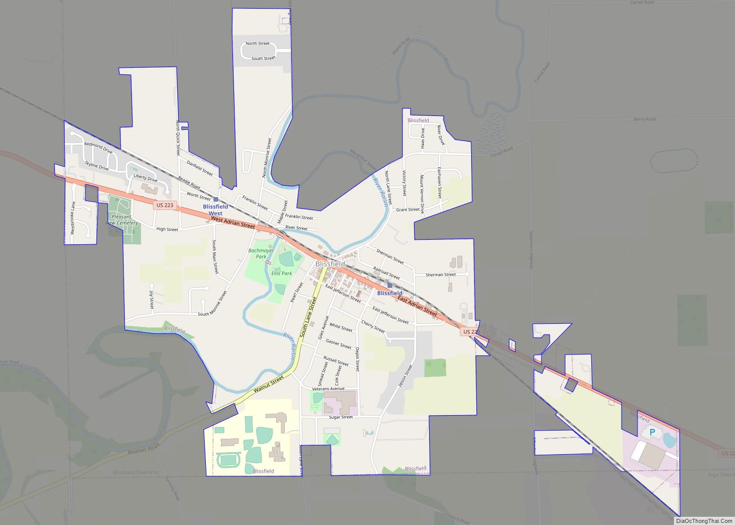 Map of Blissfield village