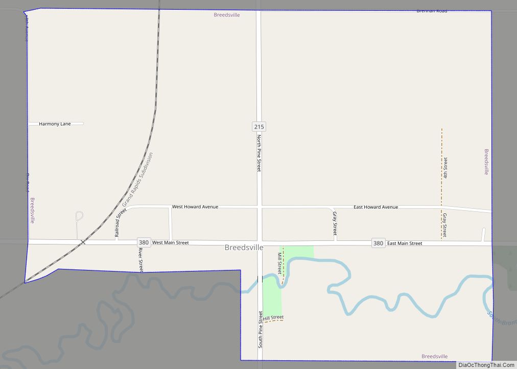 Map of Breedsville village