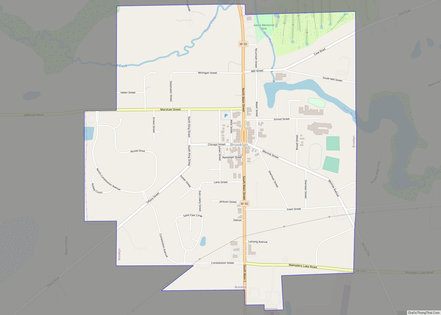 Map of Brooklyn village, Michigan