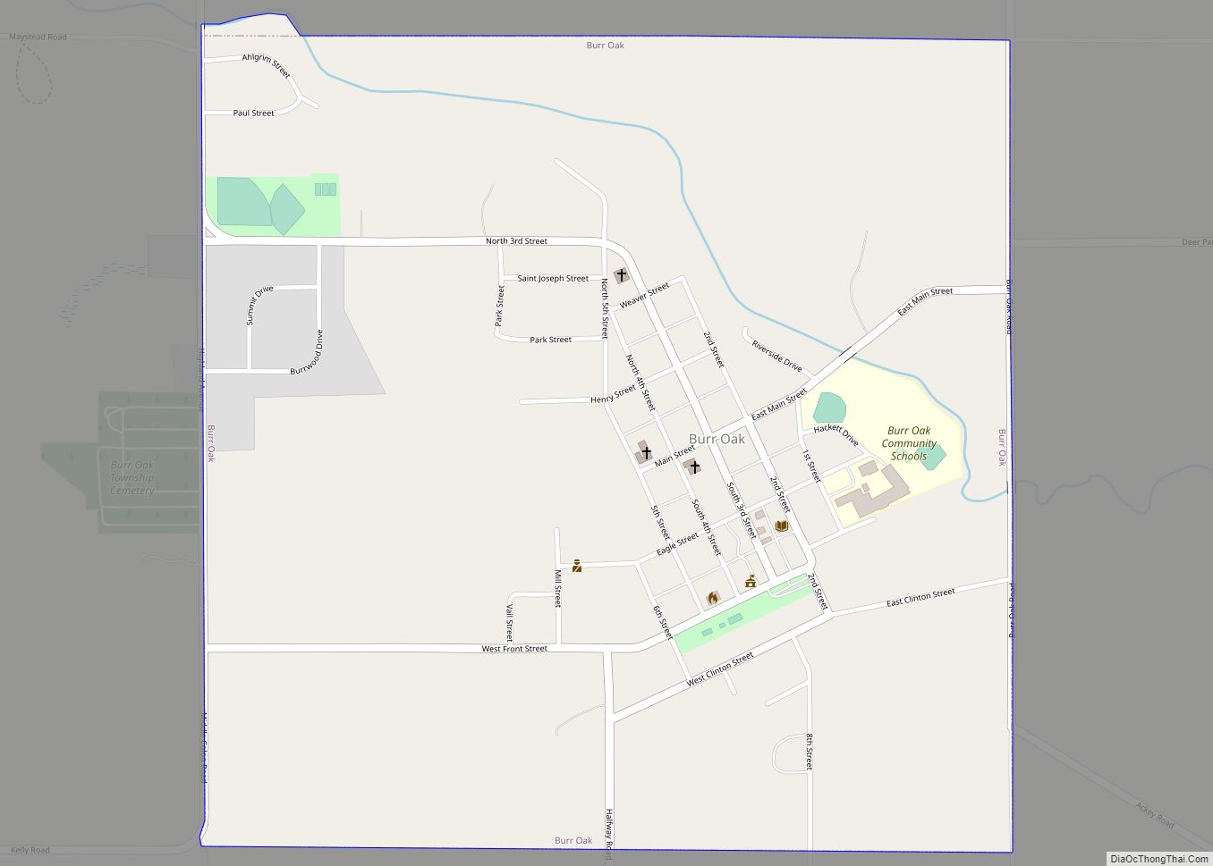 Map of Burr Oak village, Michigan
