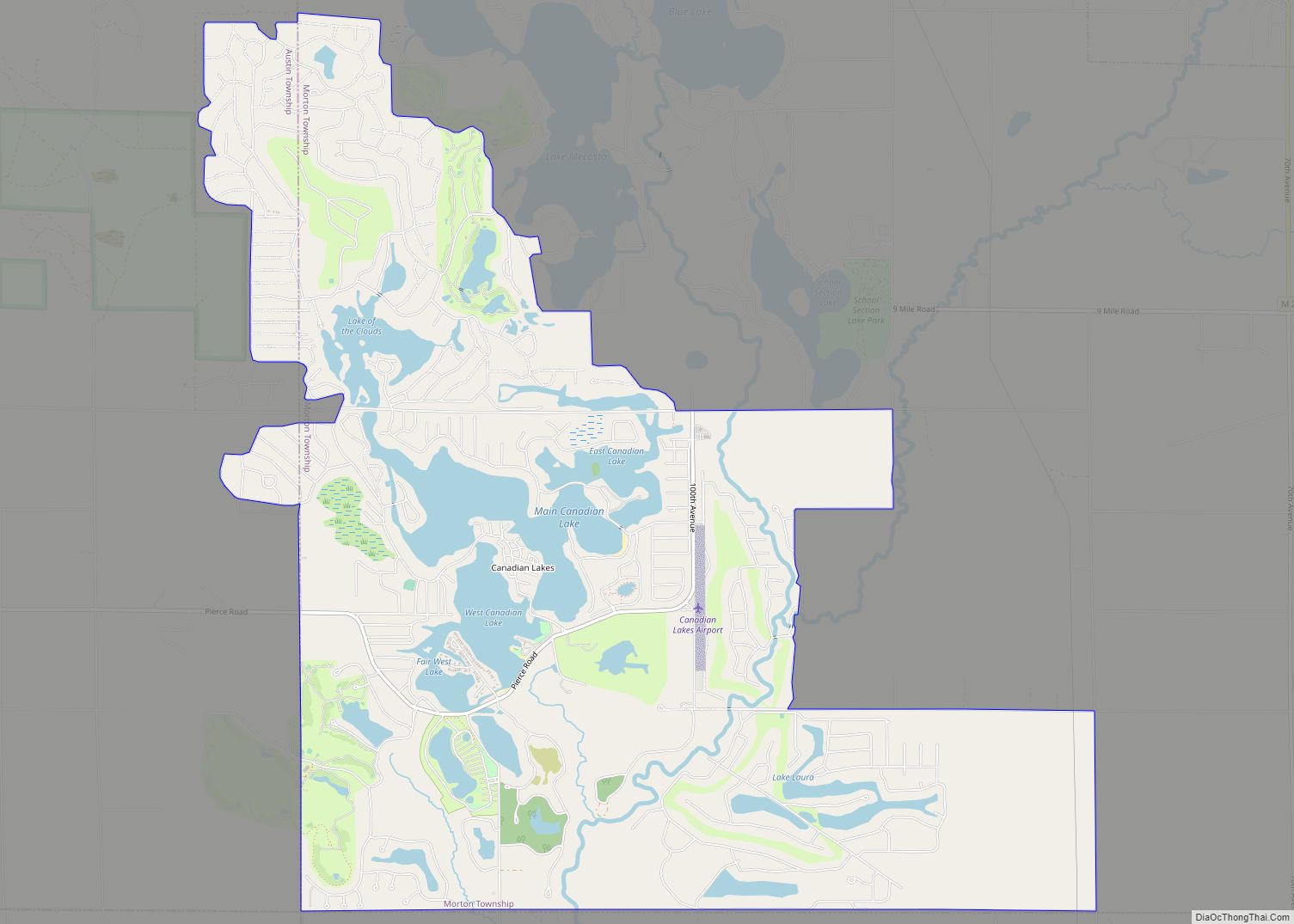 Map of Canadian Lakes CDP