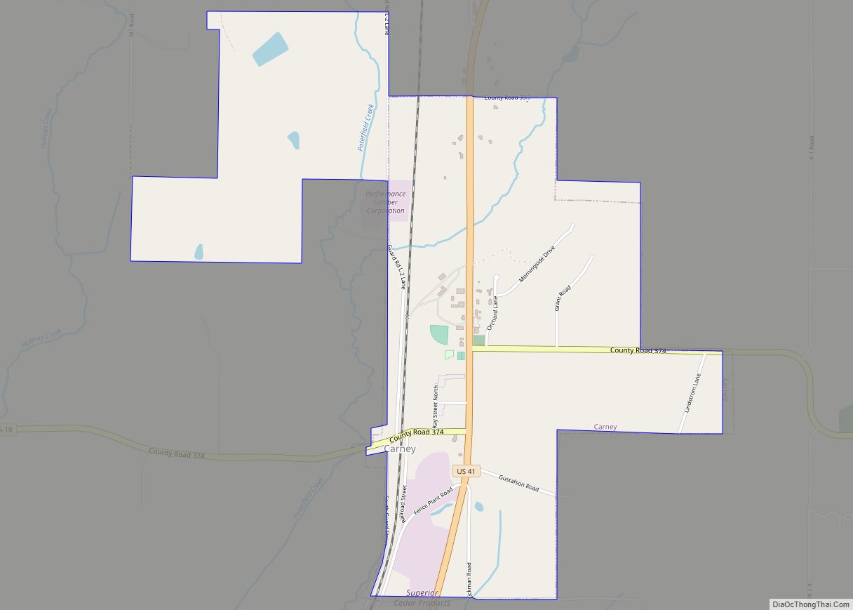 Map of Carney village, Michigan